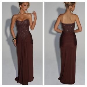 Babyboo The Carina Maxi Dress in Plum Brown Small